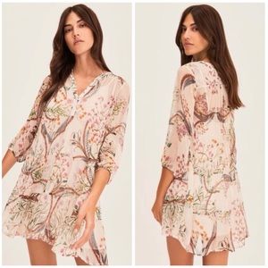 BA&SH Robe Goya Empire Waist Crinkled Chiffon Dress NWT